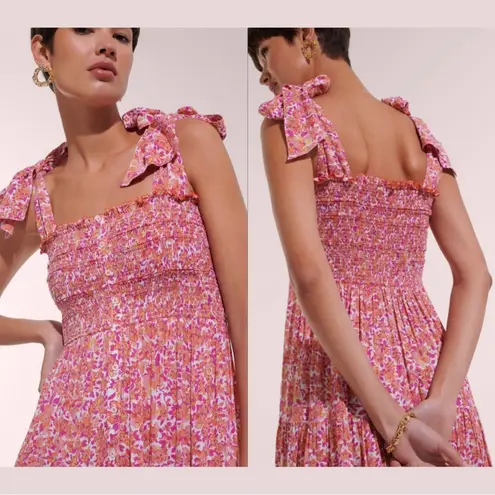 Poupette St. Barth triny ruched floral midi dress