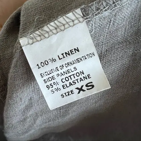 Lina Tomei Neutral 100% Linen Dress Lagenlook Casual Zipper Detail XS