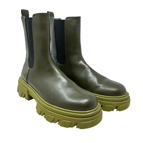 Oak + Fort Chunky Sole‎ Chelsea Boots Military Olive Green Size US 10