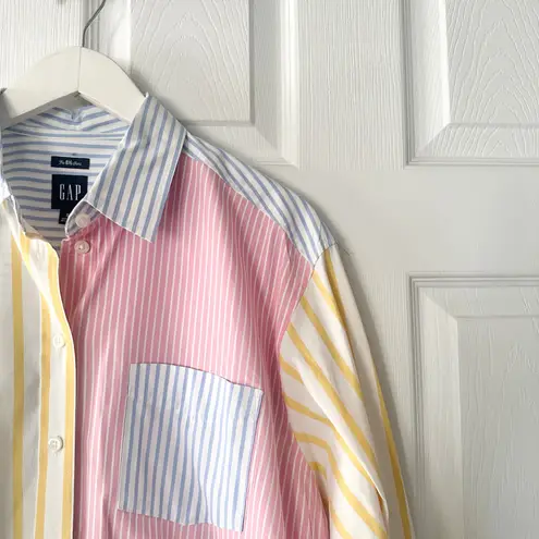 Gap  The Big Shirt Poplin Striped Button Colorblock Pastel Stripes Shirt Small