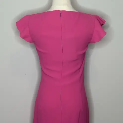 Pinko GAFF ABITO Fuchsia Ruffle Midi Dress IT 38 US 2 Elegant Cocktail Pink