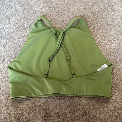 Girlfriend Collective  Lime Green High Neck Crossback Sports Bra Size S