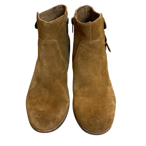 UGG Volta Ankle Boot Brown Suede Western Booties Buckles Block Heel Size 7