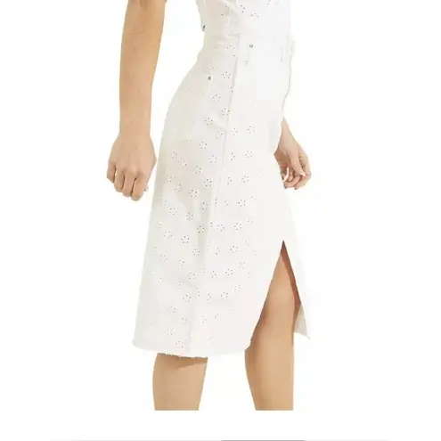 Guess NWT  Denim Eyelet Skirt White Size 27 $128