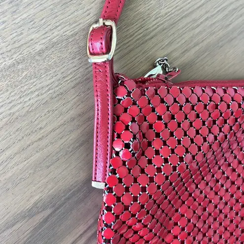 Whiting & Davis Vintage Whiting & David Red Mesh Crossbody Bag Gold Accents Sailboat Heart Charm