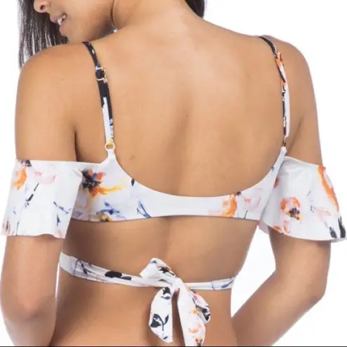 The Bikini Lab Watercolor Floral Ruffle Wrap Bikini Swim Top NWT size Medium