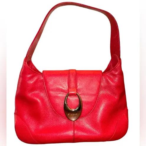 BVLGARI Rare Catherine Shoulder Bag With Country Calf Red With COA