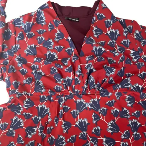 Eshakti printed popover V-neck blouse RED SIZE 3X