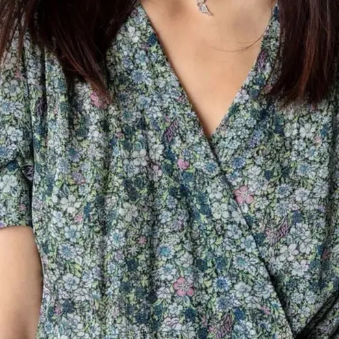 Zadig & Voltaire Wrap Dress Green Betty Mousseline Floral Puff Sz Small / Medium