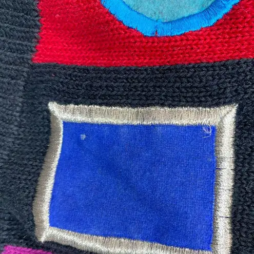 IB Diffusion Vintage 90s Geometric Color Block Hearts Sweater Abstract Art flaw Black