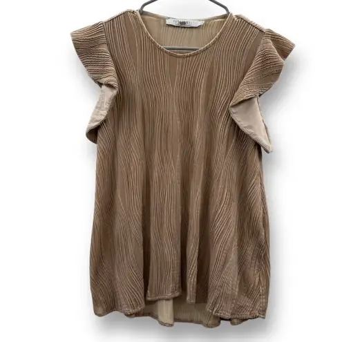 Hunter Bell RTR Ava Pleated Short Sleeve Rose Gold Top Sz S