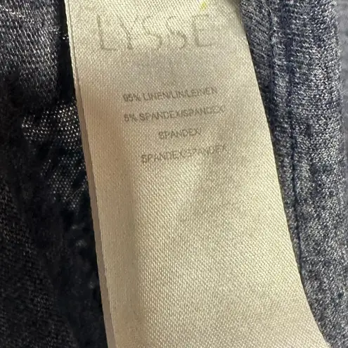 Lysse Navy Linen Shirt Short Sleeves Scoopneck Size Large