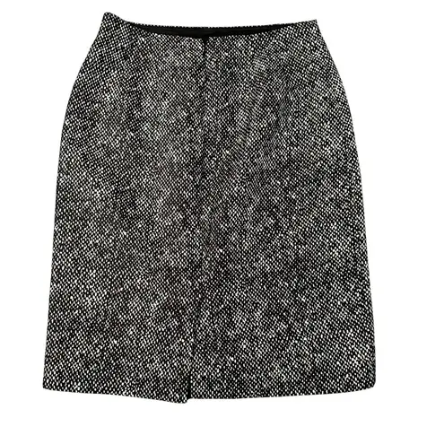 Rickie Freeman Teri Jon Womens 10 Black White Print Silk Wool Pencil Skirt