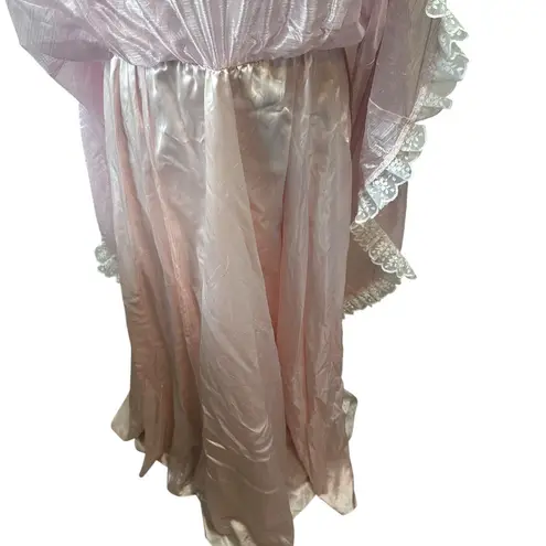 Gunne Sax Vintage 80's Bo Peep Pink Satin Southern Belle Prom Dress Size 11