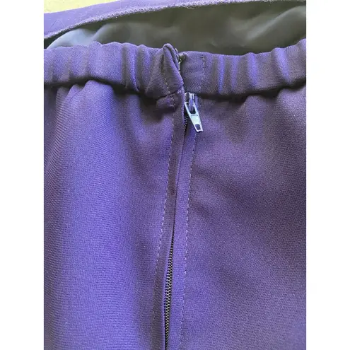 Womens Size 14 Dress Suit Two Piece Purple Plum Satin Bows Skirt Long Sleeve Top