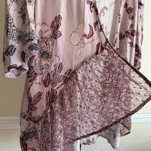 Knox Rose Boho Floral Kimono Duster Cardigan Kimono Size Large Open Front Romantic