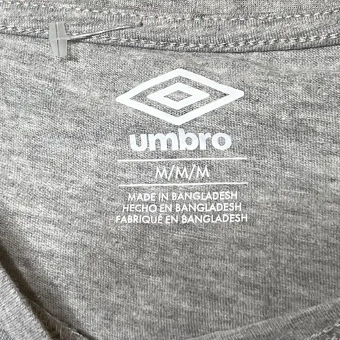Umbro Shirt Womens Medium Heather Gray Cropped Logo Graphic Tee Athletic Soccer