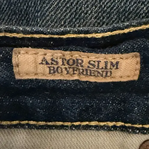 Polo Ralph Vintage Lauren Astor Slim Distressed Boyfriend Blue Jeans Size 14