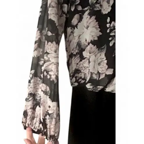 Bisou Bisou Michele Bohbot Black Floral Dress 8 Lace Elegant Romantic Chic Party