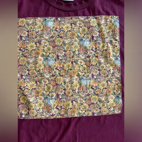 Jerzees Vintage  Cat Sunflower Collage Tee XL