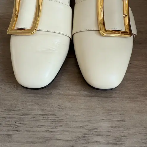 Bally Janelle Calf Leather Slipper Flats In Bone White Size 6