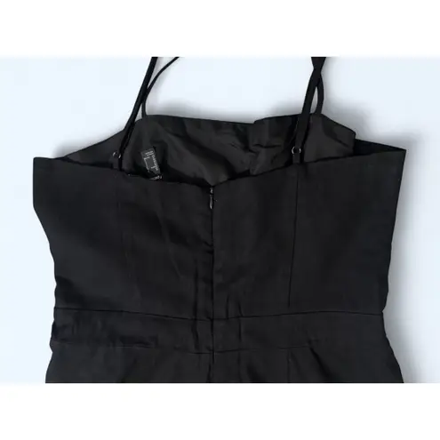 Forever 21 ‎ Black Linen Blend Jumpsuit Women's Large Adjustable Straps