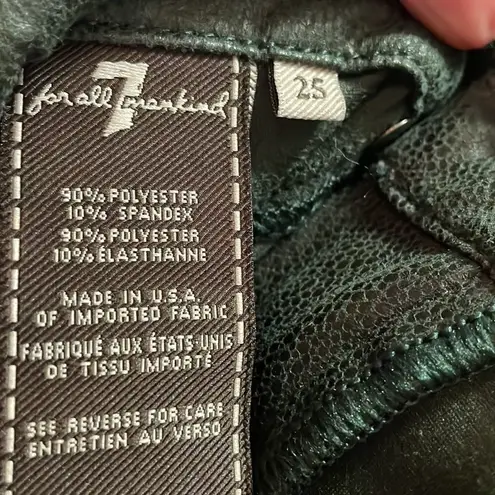 7 For All Mankind  Green Stretchy Skinny Ankle 5 pocket Jeans