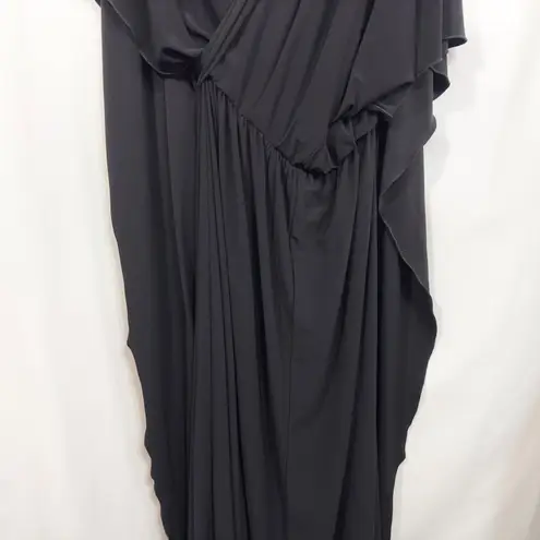 Joseph Ribkoff Size 12 Maxi Dress Wrap Top Open Back V-Neck Elegant Black 420