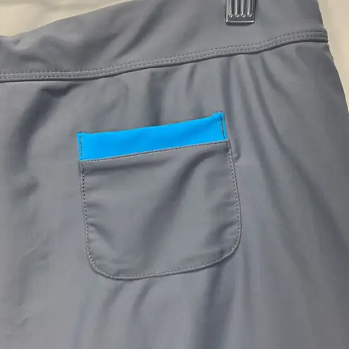 Free Country Athletic Gray and Turquoise Swim Skort with Shorts Size L 12/14