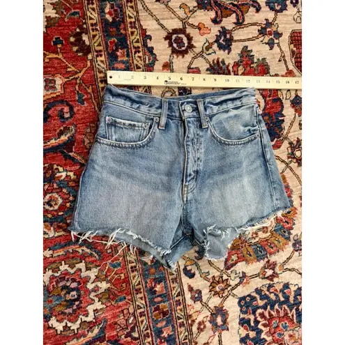 Moussy Vintage Denim Cutoff Shorts Frayed Hem High Rise Light Wash Size 0 Blue