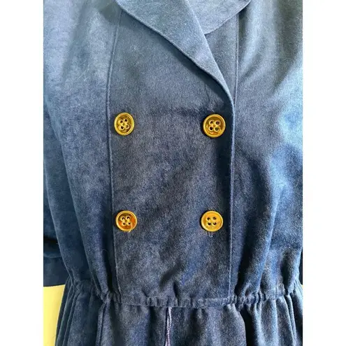 Vintage 80's Sansâge blue gold suede dress puffy sleeves double breasted size S