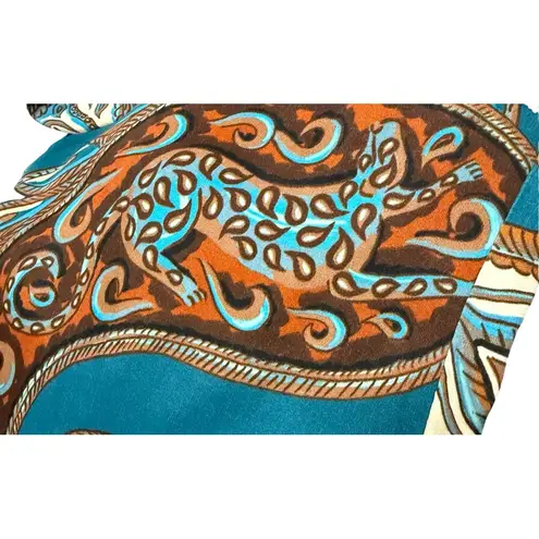 Farm Rio Leopard Paisley Printed Wide Leg Flowy Satin Pants Small Boho $198