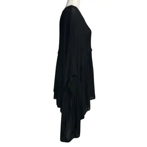 Italian Tunic Free Size Lagenlook Asymmetric Knit Oversized Poncho Cocoon Top Black