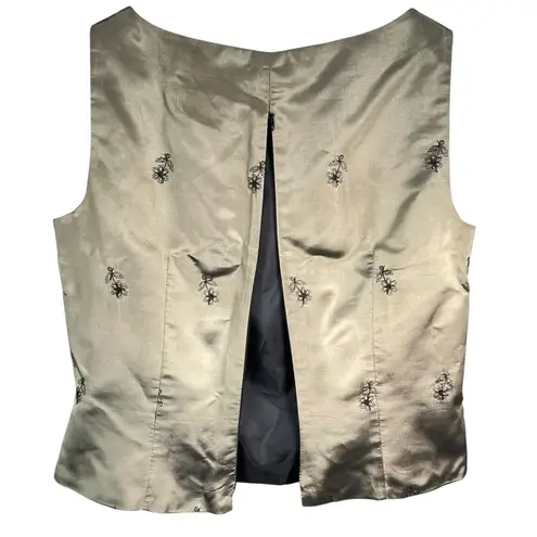 J.R. Nites Womens Olive Satin Shimmer Embroidered Goth Glam Evening Top Size 12 Green