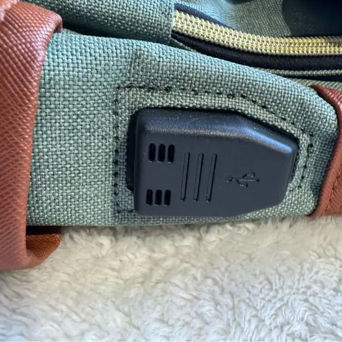 Mancio Green Laptop Backpack USB Charging Port Slim Backpack Travelling Bag