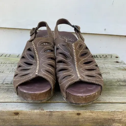 Dansko Rowena Butterfly Brown Leather Slingback Heels Size 40