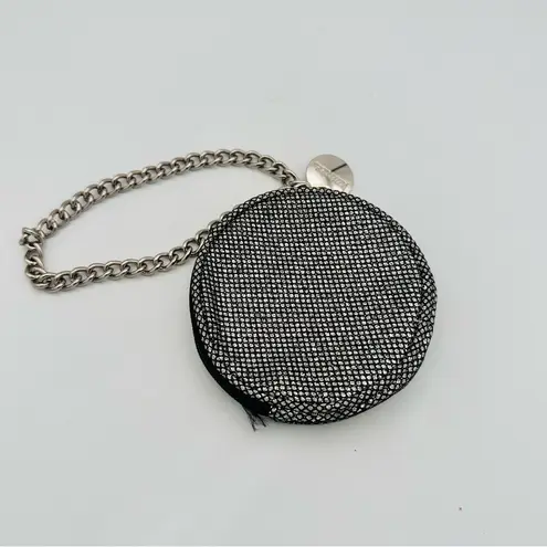 Jazzercise silver metallic sparkling wristlet coin purse Black