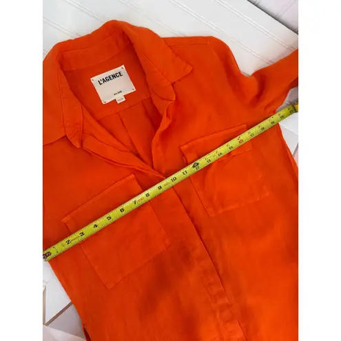 L'Agence NWOT L’AGENCE Cameron Long Shirt Dress Cherry Tomato Belted Womens Size XS *FLAW