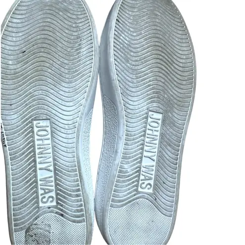 Johnny Was Junia Olive Suede Leather Camo Embroidered Sneakers Size 7