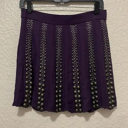 Tibi Silk Studded Mini Skirt Purple Size 6