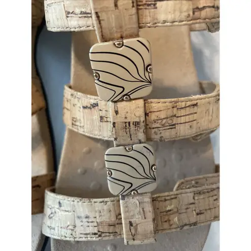 Vionic Women Sz 11 Amber Adjustable Sandal Ortho Arch Support Gold Cork Comfort