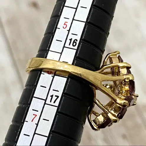 Amethyst 18K G.E. Cocktail Cluster Ring Size 6