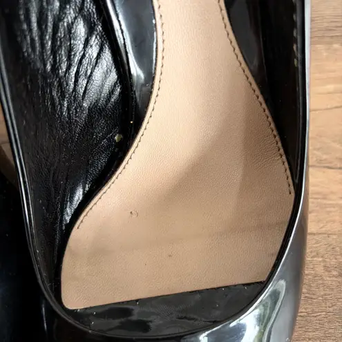 Gucci  Patent Leather Slingback Heels Sz 8.5 / EU 38.5 Black Peep Toe Classic Box