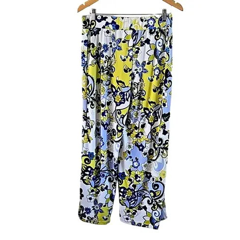 Susan Graver Women’s Printed Liquid Knit Wide Leg Ankle Pants Size Small NWT