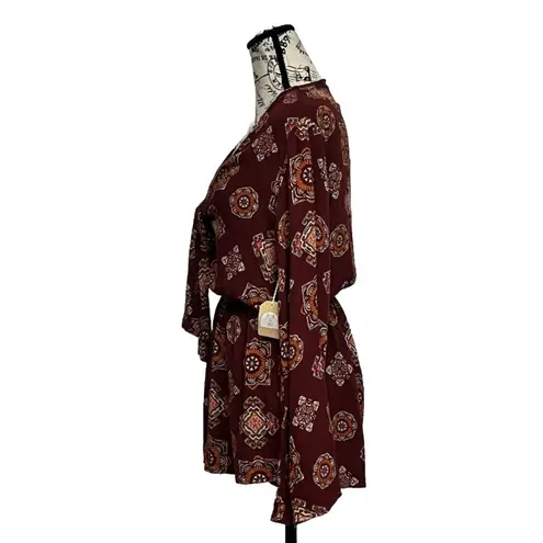 Taylor & Sage Paisley Romper Tie Front Boho Hippie Festival Medallion S