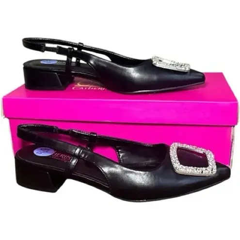 Catherine Malandrino Catherine Black Slingback Pointy Toe Low Heel Shoe New 6.5