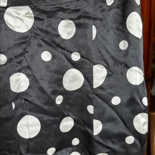 NWT INC International Concepts 100% Silk Black & White Polka Dot Skirt Size 8