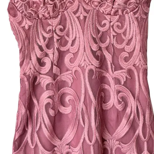 Bardot 4 XS Gia Lace Pencil Midi Dress Spaghetti Strap Pink