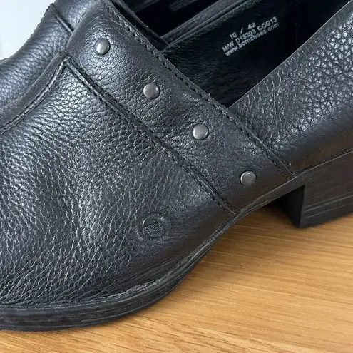 BORN Black Leather Slip On Studded Clogs Comfort WOMEN'S 10 US 42EU Clog Heel