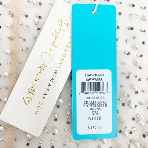 Beach Bunny Swimwear Champagne Nights Pearl Mesh Maxi Dress: Nude